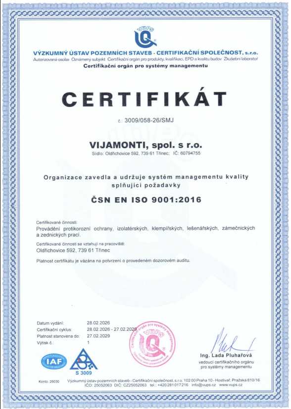 ISO certifikát 2026